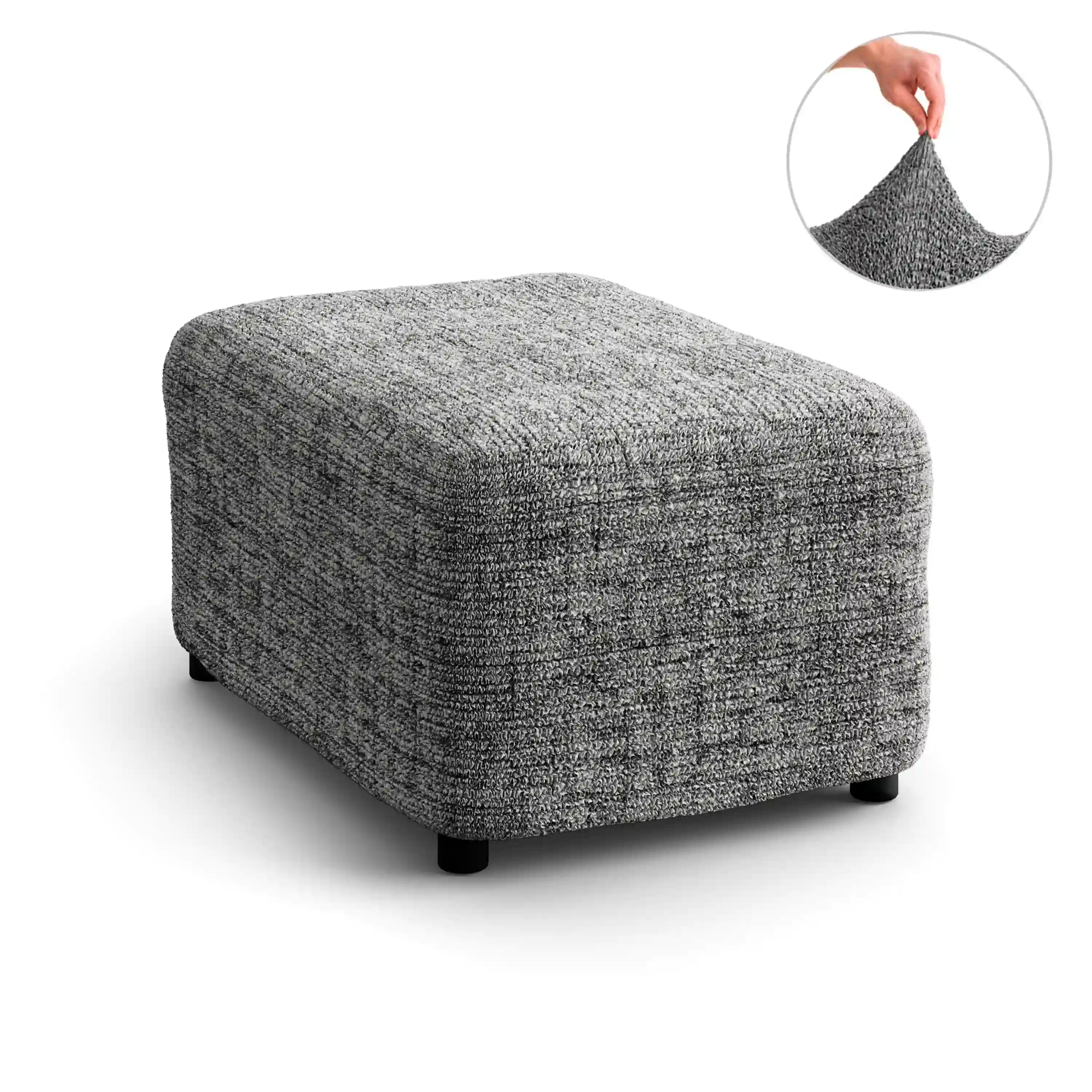 Footstool Cover - Vittoria Grey, Microfibra Printed